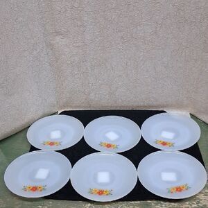 Fire King Saucer Milk Glass Cosmos Orange‎ Yellow Daisy Pattern